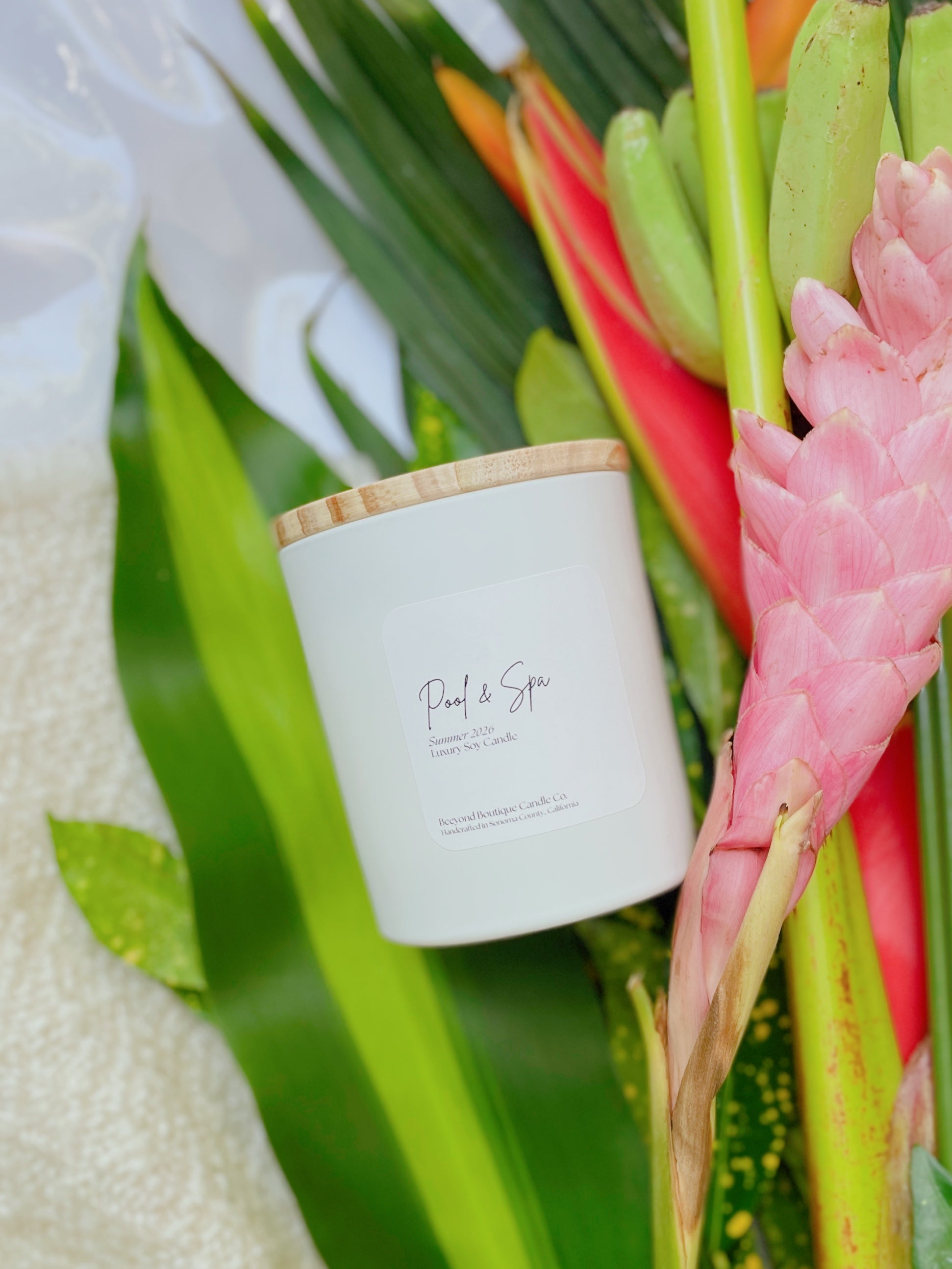 "Pool & Spa" Cotton Blossom, Lavender & Amber Scented Soy Candle