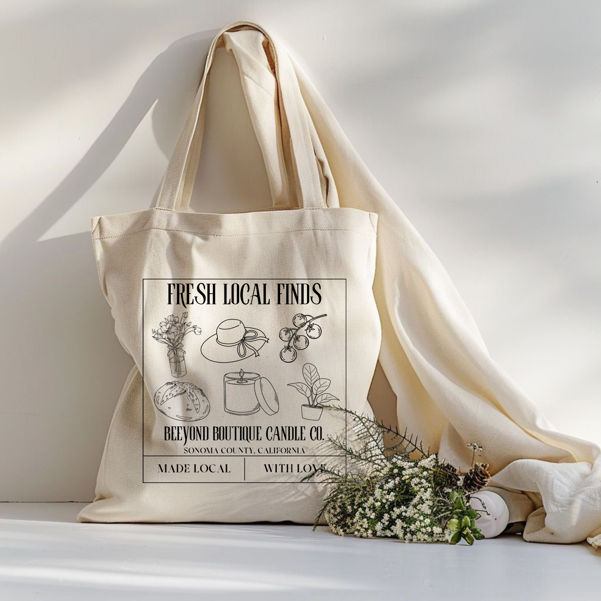 PRE-ORDER "Fresh Local Finds" Custom Cotton Tote Bag
